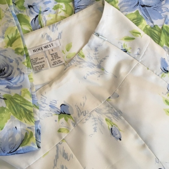 Nine West Blue Rose Garden Floral Silk Skirt - Picture 4 of 4